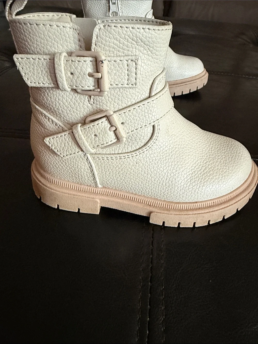 Cat & Jack Cream Ankle Boots with Tan Sole